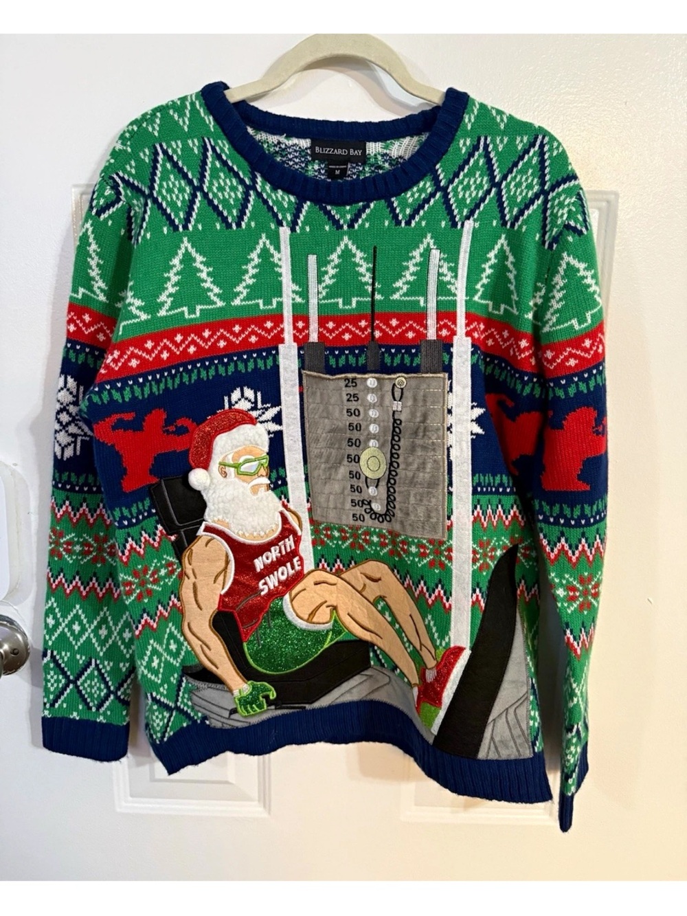 Blizzard Bay Men's Green Holiday Graphic Sweater Jacket